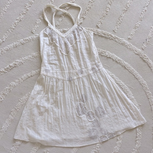 Vintage Dresses & Skirts - Vintage Off White Cotton with Appliqué Sundress, Size S